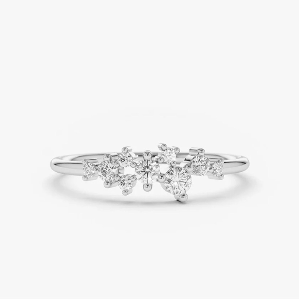Ferko’s 14k Gold Diamond Cluster Ring - White Gold Size 8